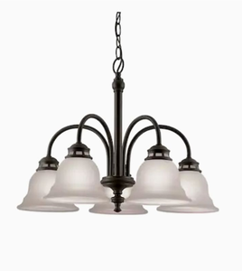 lot 3976 image: Project Source Fallsbrook 5-light Dark Oil-rubbed Bronze Chandelier Fd10-055 ( Used an Broken Glass Bulbs. )