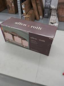 lot 4288 image: allen  roth 3-Light Merington Brushed Nickel Bathroom Vanity Light- INCOMPLETE, MISSING 1 SHADE