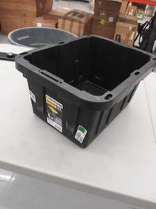 lot 4295 image: Centrex Plastics, LLC Commander 5-Gallon Black Tote- NO LID, USED