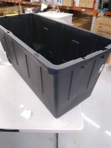lot 4353 image: Centrex Plastics, LLC Commander 64-Gallon Black Tote with Latching Lid