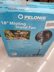 lot 4418 image: Pelonis 18 Oscillating Misting Stand 3-Speed Fan, Model #FS45-9L, Black