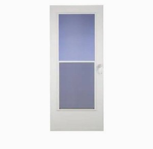 lot 4434 image: LARSON Mobile Home 32-in x 74-in White Mid-View Wood Core Storm Door