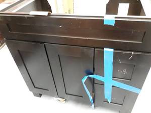 lot 4435 image: Vanity 35 L 35.5 w 19.5 d black no top DAMAGED