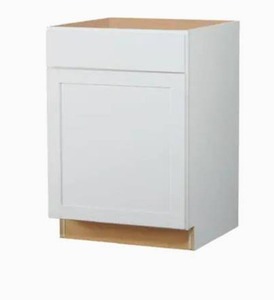 lot 4444 image: Diamond NOW Arcadia 24-in W x 35-in H x 23.75-in D Truecolor White Door and Drawer Base Stock Cabinet