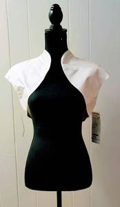 lot 7554 image: Paloma Blanca Size 10 IvoryNatural Designer Wedding Bridal Jacket Bolero