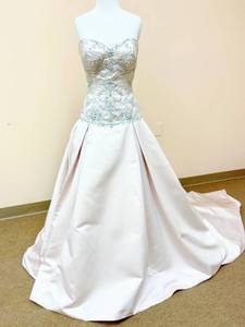 lot 7507 image: Casablanca Bridal Size 12 Pink Silver and Pearl Designer Wedding Gown