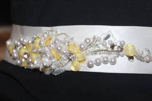 lot 7577 image: Satin Jeweled Bridal Belt, 90 inches Long