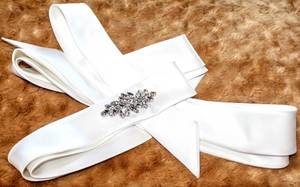 lot 7581 image: Ivory Satin Rhinestone Bridal Wrap Belt Style Number B068 measures 148 Long