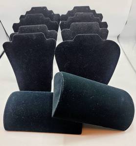 lot 7605 image: 10 piece Lot of Black Velvet Feel Jewelry Displays
