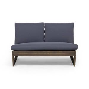 lot 55006 image: Sherwood Outdoor Acacia Wood Loveseat with Cushions by Christopher Knight Home - Gray FinishDark Gray