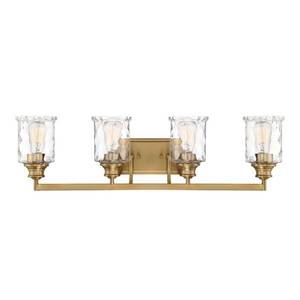 lot 55014 image: Designers Fountain-96304-BG-Drake - Four Light Bath Bar Brushed Gold Finish with Clear Hammered