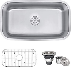lot 55015 image: Ruvati Undermount 16 Gauge 32 Kitchen Sink, Single Bowl