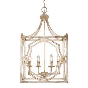 lot 55026 image: Laurent 4-Light Pendant in Antique Ivory- Retail$302.00