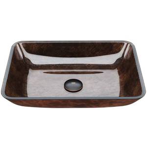 lot 55027 image: VIGO Russet 18-inch Rectangular Glass Vessel Bathroom Sink- Retail$99.99