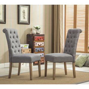 lot 55029 image: Copper Grove Schwalbach Wood Tufted Parsons Dining Chairs (Set of 2)- Retail$148.76