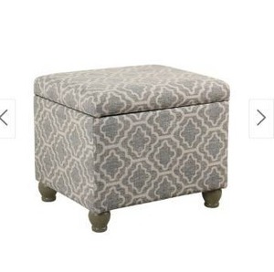 lot 55037 image: Porch & Den Bohmann Ash Grey Geometric Storage Ottoman- Retail$98.49
