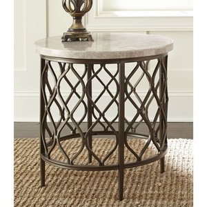 lot 55051 image: Rockvale Stone Top Round End Table by Greyson Living- Retail$204.59