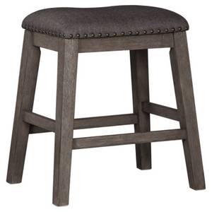 lot 55054 image: Caitbrook Upholstered Counter Height Bar Stool - Set of 2 - Dark Gray- Retail$132.49