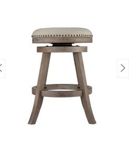 lot 55056 image: The Gray Barn McNiven Fabric and Driftwood Backless Swivel Counter Stool- Retail$119.49