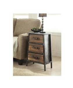 lot 55061 image: Carbon Loft Smith Industrial Style Metal and Wood 3-drawer Chest- Retail$131.49