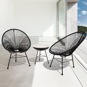 lot 55202 image: Sarcelles Modern Wicker Patio Chairs by Corvus (Set of 2) - Retail$212.00