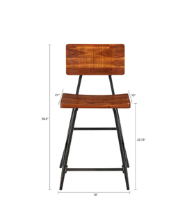 lot 55215 image: Carbon Loft Hader Reclaimed Brown and Gunmetal Counter Stool- Retail$95.49