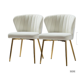 lot 55225 image: Milia Ivory Tufted Dining Chair Set of 2 by JAYDEN CREATION