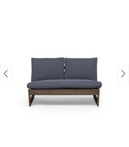 lot 55238 image: Sherwood Outdoor Acacia Wood Loveseat with Cushions by Christopher Knight Home  Gray Finish Dark Gray