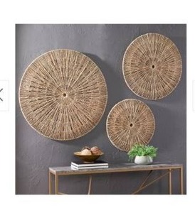 lot 55240 image: The Curated Nomad Terraza Woven Seagrass Wall Decor Set of 3