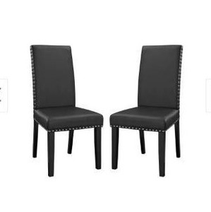 lot 55242 image: Modway Black Parcel Dining Vinyl Side Chair - Set of 2