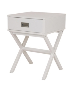lot 55246 image: Wooden Xleg End Table with Drawer White - Glitzhome