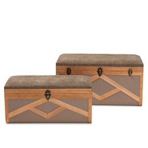 lot 55261 image: Baxton Studio Kala Brown and Walnut Trunk Set 16.9 in. H x 31.1 in. W x 15.7 in. D