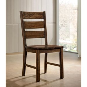 lot 55262 image: Furniture of America Mass Rustic Walnut Dining Chairs (Set of 2) - Retail$184.49