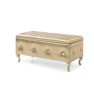lot 55263 image: Upholstered Tufted Storage Bench- Retail$166.99