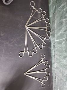 lot 1410 image: Lot of 9 . 6 Columbia Stainless Clip Medical Instruments. and 3 Similar Clips all Different Brands