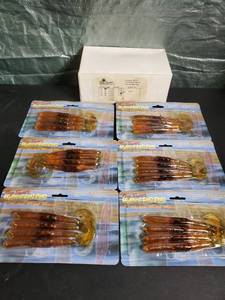 lot 77439 image: NIB Lot of 6 Orange. Ray Scotts Lighted Soft Bait.6 Inch Wicked Wired Worms