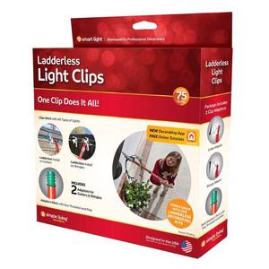lot 77446 image: Lot of 4 Simple Living Innovations 75ct Ladderless Light Clips with Pole Adapters