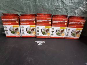 lot 77454 image: NIB Lot of 5 Simple Living Innovations 25ct Ladderless Light Clips with Pole Adapters