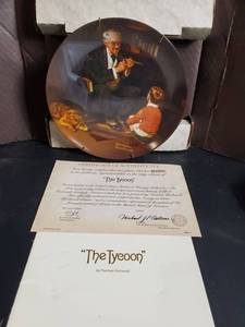 lot 77495 image: The Tycoon. by Norman Rockwell. Decorative Plate with Certificate