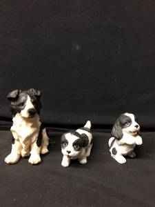 lot 80468 image: Lot of 3 Border Collie Ceramic Figurines Location Shelf 4