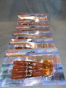 lot 4929 image: Six 4-Packs of Ray Scotts Lighted Soft Bait 6 Inch Wicked Wired Fishing Worms Location Shelf 2