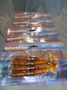 lot 4938 image: Six 4-Packs of Ray Scotts Lighted Soft Bait 6 Inch Wicked Wired Fishing Worms Location Shelf 2