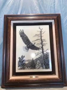 lot 4965 image: Wings Of Freedom Marble Etching By P.B. Wolfe Location Shelf 2