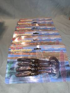 lot 4977 image: Lot of Six 4-Packs of Ray Scotts Lighted Soft Bait 6 Inch Wicked Wired Fishing Worms Location Shelf 3