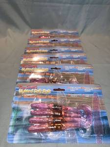 lot 4984 image: Lot of Six 4-Packs of Ray Scotts Lighted Soft Bait 6 Inch Wicked Wired Fishing Worms Location Shelf 3