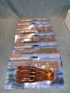 lot 4985 image: Lot of Six 4-Packs of Ray Scotts Lighted Soft Bait 6 Inch Wicked Wired Fishing Worms Location Shelf 3