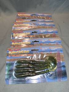 lot 4992 image: Lot of Six 4-Packs of Ray Scotts Lighted Soft Bait 6 Inch Wicked Wired Fishing Worms Location Shelf 3