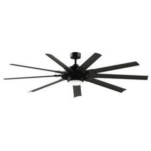 lot 24385 image: Fanimation Studio Collection Slinger v2 72-in Matte black LED IndoorOutdoor Downrod Mount Ceiling Fan with Light Kit and Remote (9-Blade) ENERGY STAR