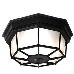 lot 24416 image: Secure Home 11.9-in W Black Motion Activated Outdoor Flush-Mount Light