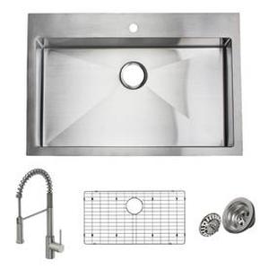 lot 25189 image: Giagni Trattoria 22-in x 33-in Stainless Steel Single-Basin Stainless Steel Drop-In 1-Hole Residential Kitchen Sink All-in-One Kit